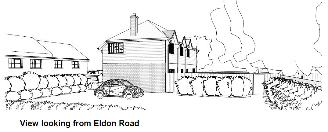 Lot: 92 - DEVELOPMENT SITE WITH CONSENT FOR A PAIR OF SEMI-DETACHED HOUSES - Proposed Elevation from Eldon Road